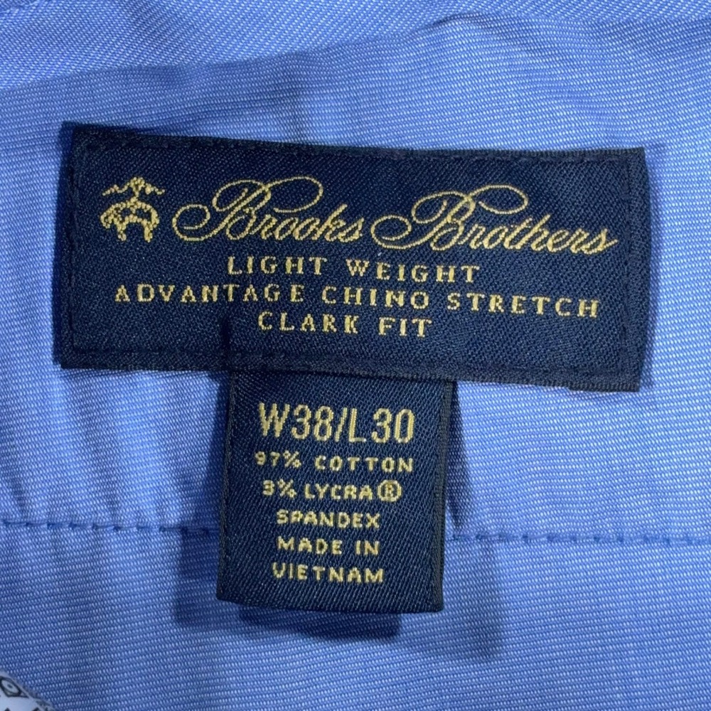 Brooks Brothers Advantage Chino Clark Fit Pants Mens 38x30 Khaki Stretch - Picture 8 of 10